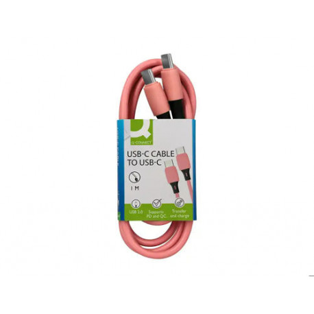 CABLE USB-C A USB-C Q-CONNECT PVC LONGITUD 1M ROSA