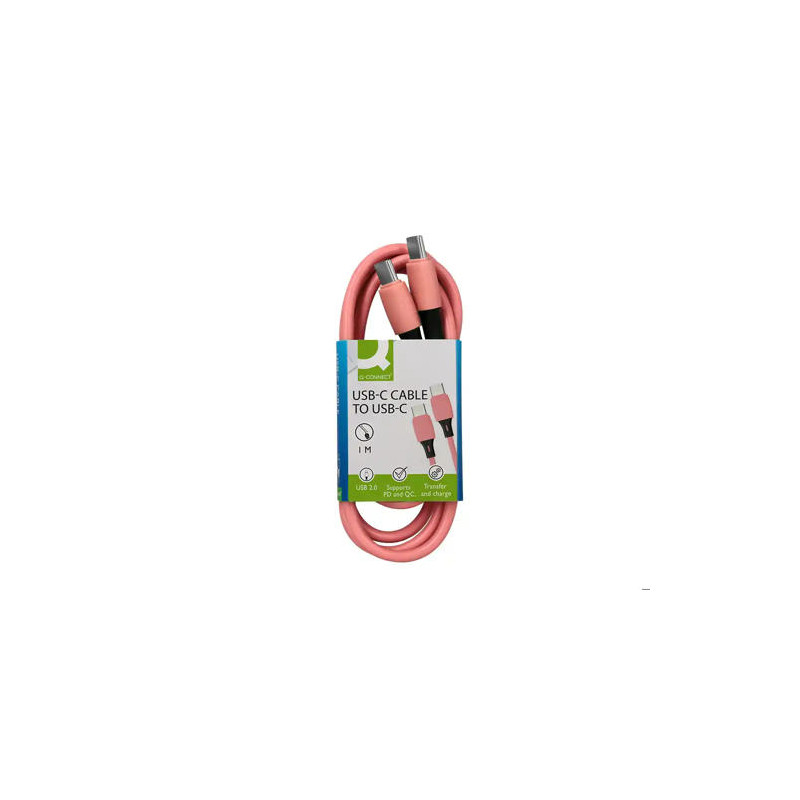 CABLE USB-C A USB-C Q-CONNECT PVC LONGITUD 1M ROSA
