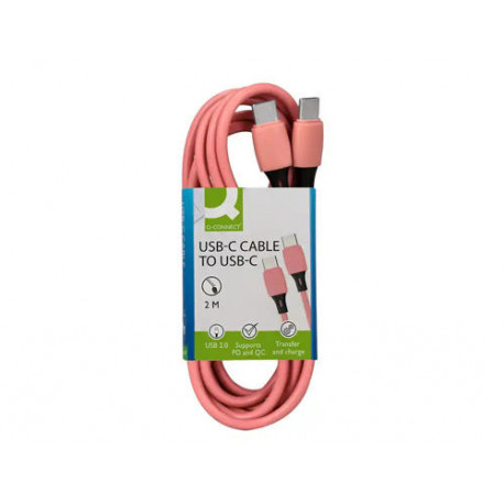 CABLE USB-C A USB-C Q-CONNECT PVC LONGITUD 2M ROSA