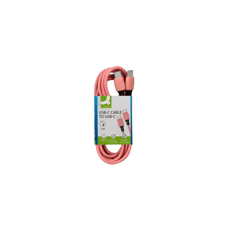 CABLE USB-C A USB-C Q-CONNECT PVC LONGITUD 2M ROSA