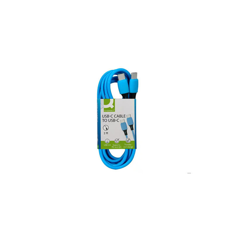 CABLE USB-C A USB-C Q-CONNECT PVC LONGITUD 2M AZUL