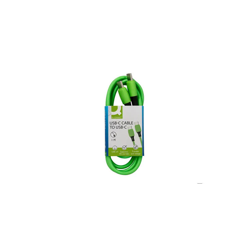 CABLE USB-C A USB-C Q-CONNECT PVC LONGITUD 1M VERDE