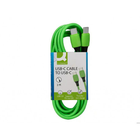 CABLE USB-C A USB-C Q-CONNECT PVC LONGITUD 2M VERDE