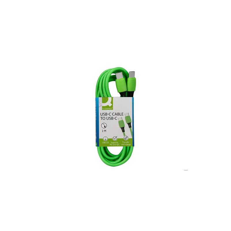 CABLE USB-C A USB-C Q-CONNECT PVC LONGITUD 2M VERDE