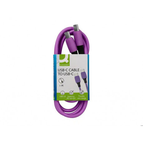 CABLE USB-C A USB-C Q-CONNECT PVC LONGITUD 1M MORADO