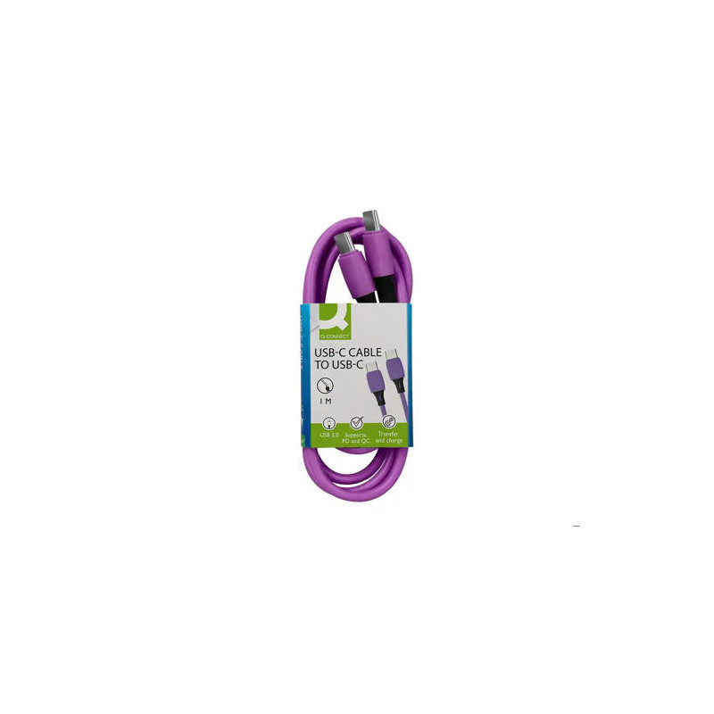 CABLE USB-C A USB-C Q-CONNECT PVC LONGITUD 1M MORADO