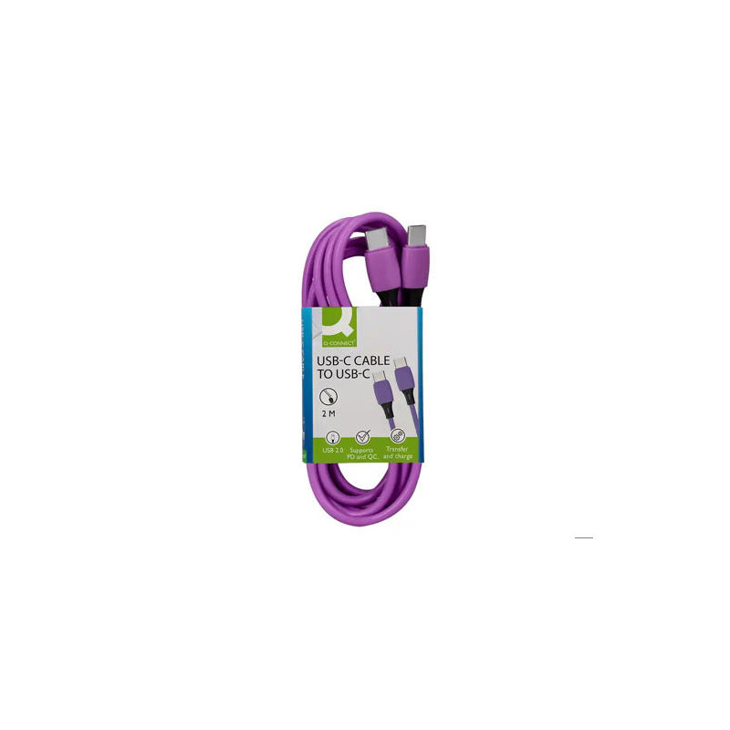 CABLE USB-C A USB-C Q-CONNECT PVC LONGITUD 2M MORADO