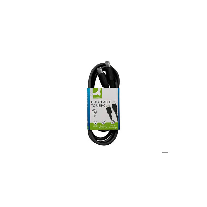 CABLE USB-C A USB-C Q-CONNECT PVC LONGITUD 1M NEGRO