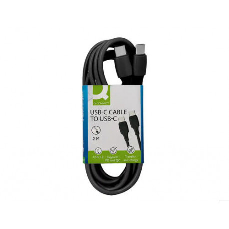 CABLE USB-C A USB-C Q-CONNECT PVC LONGITUD 2M NEGRO