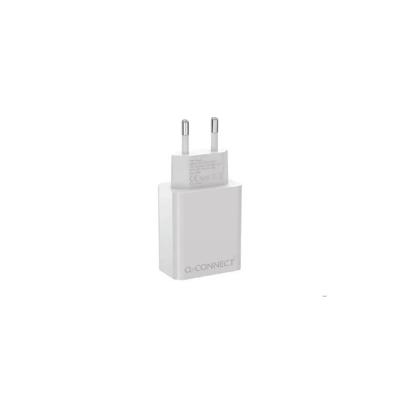 CARGADOR DE PARED USB-A Y USB-C Q-CONNECT 20 W BLANCO