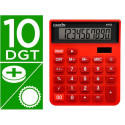 CALCULADORA CARLIN SOBREMESA 10 DIGITOS SOLAR Y PILAS COLOR ROJO 127X105X24 MM