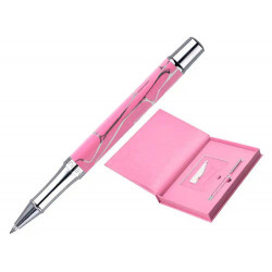 BOLIGRAFO Y WALLET BELIUS COCKTAILS COSMOPOLITAN ALUMINIO ROSA PLATEADO RELIEVETINTA COLOR AZUL CAJA