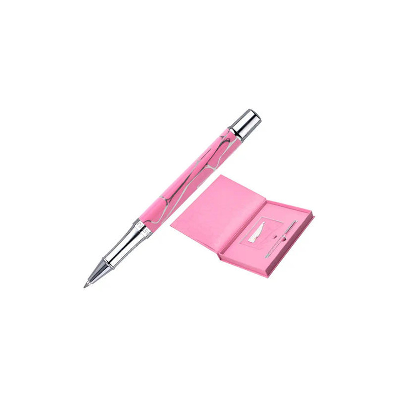 BOLIGRAFO Y WALLET BELIUS COCKTAILS COSMOPOLITAN ALUMINIO ROSA PLATEADO RELIEVETINTA COLOR AZUL CAJA
