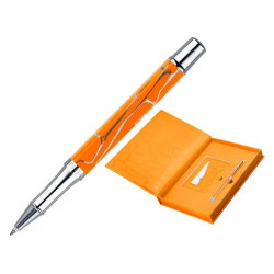 BOLIGRAFO Y WALLET BELIUS COCKTAILS MISOSA ALUMINIO NARANJA PLATEADO RELIEVE TINTACOLOR AZUL CAJA DE