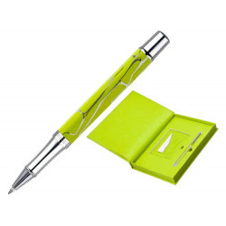 BOLIGRAFO Y WALLET BELIUS COCKTAILS MARGARITA ALUMINIO VERDE LIMA PLATEADO RELIEVE TINTA COLOR AZUL 