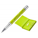 BOLIGRAFO Y WALLET BELIUS COCKTAILS MARGARITA ALUMINIO VERDE LIMA PLATEADO RELIEVE TINTA COLOR AZUL 