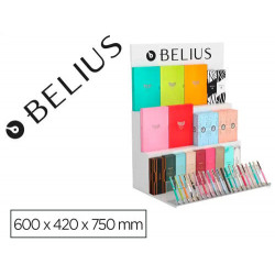 LOTE BELIUS EXPOSITOR BLANCO 36 PIEZAS 3 NIVELES SOPORTE METACRILATO 600X420X750 MM