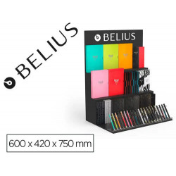 LOTE BELIUS EXPOSITOR NEGRO 36 PIEZAS 3 NIVELES SOPORTE METACRILATO 600X420X750 MM