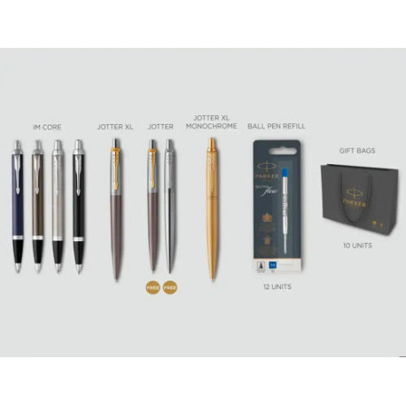 LOTE PARKER NAVIDAD 2025 CONTENIDO 4 PARKER IM CORE+2 JOTTER XL+12 RECAMBIOS+REGALO:2 JOTTER CORE RE