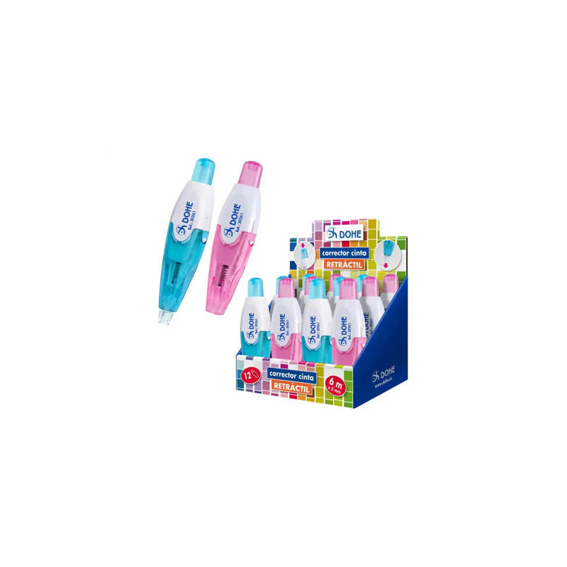 CINTA CORRECTORA DOHE RETRACTIL COLORES TRANSLUCIDOS 5 MM X 6 M