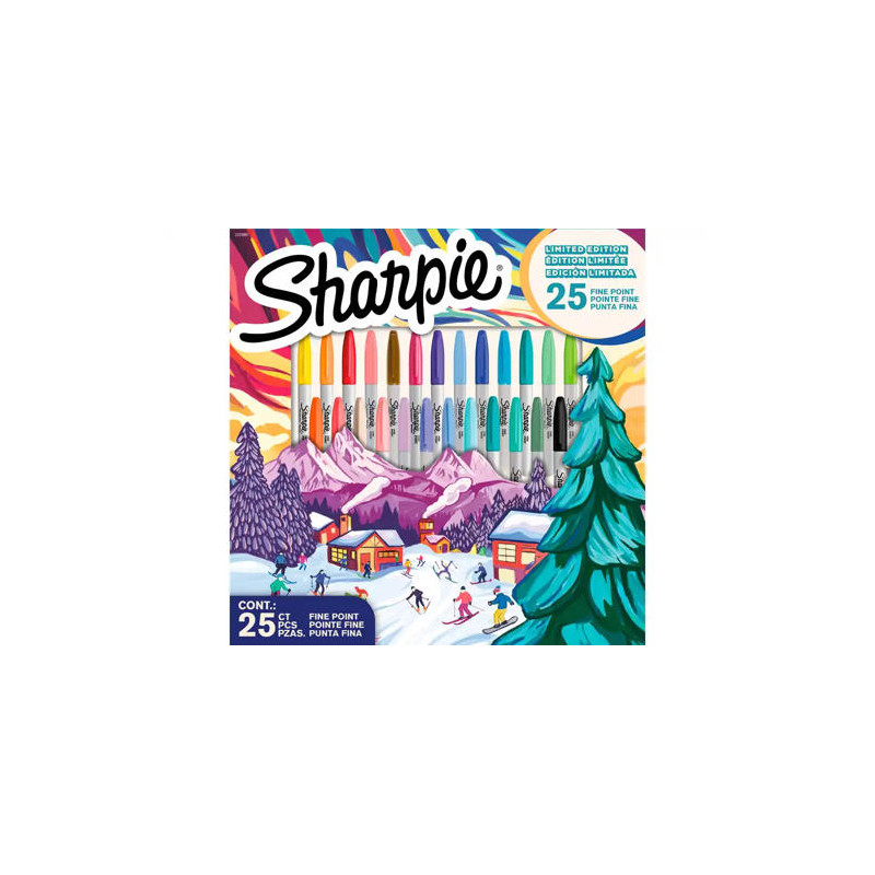 ROTULADOR SHARPIE PERMANENTE PUNTA FINA EDICION LIMITADA CAJA DE 25 UNIDADES COLORES SURTIDOS
