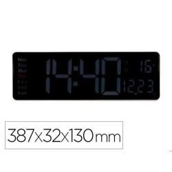 RELOJ Q-CONNECT DE PARED Y SOBREMESA DIGITAL CON TEMPERATURA Y MANDO A DISTANCIA 387X32X130 MM