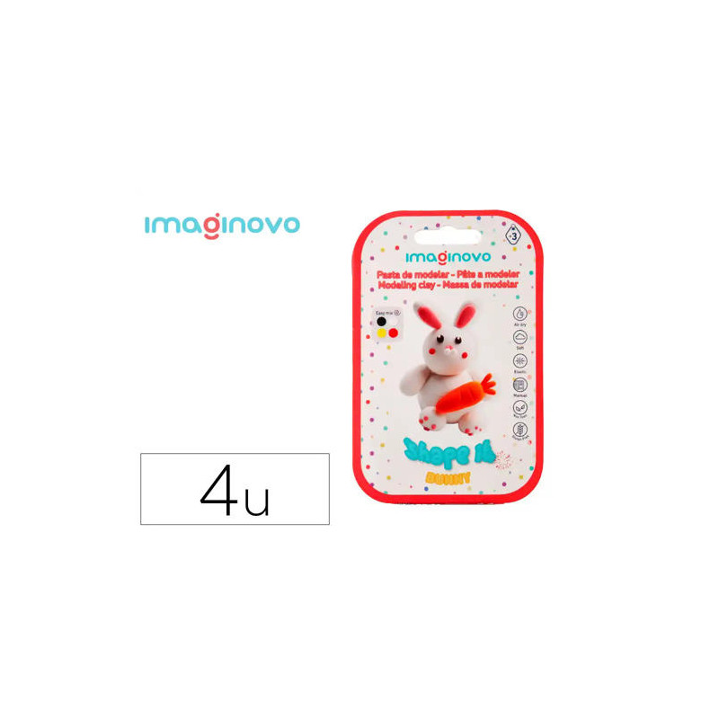 PASTA PARA MODELAR IMAGINOVO DE SECADO AL AIRE SET DE COLORES SURTIDOS CON INSTRUCCIONES CONEJITO