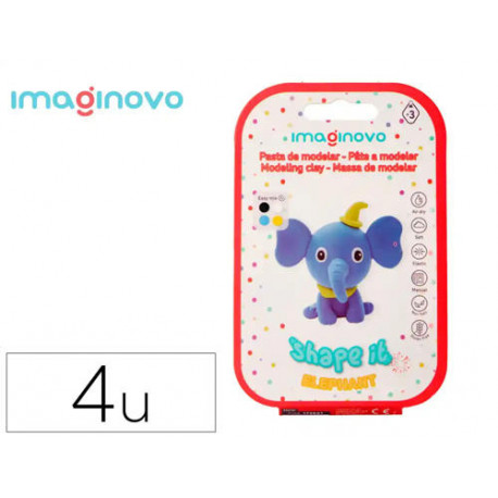 PASTA PARA MODELAR IMAGINOVO DE SECADO AL AIRE SET DE COLORES SURTIDOS CON INSTRUCCIONES ELEFANTE