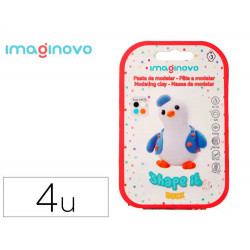 PASTA PARA MODELAR IMAGINOVO DE SECADO AL AIRE SET DE COLORES SURTIDOS CON INSTRUCCIONES PINGUINO