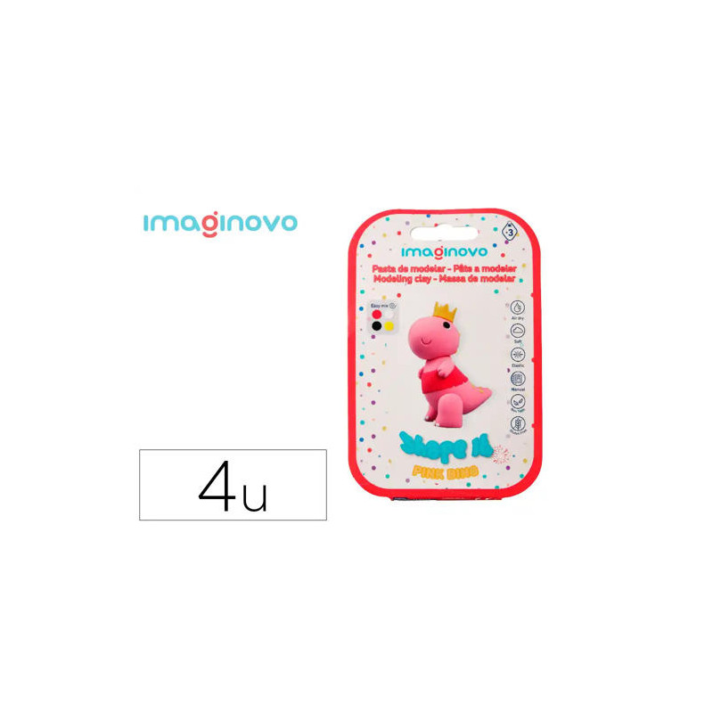 PASTA PARA MODELAR IMAGINOVO DE SECADO AL AIRE SET DE COLORES SURTIDOS CON INSTRUCCIONES DINOSAURIO 