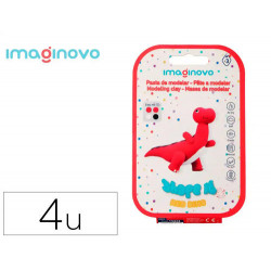 PASTA PARA MODELAR IMAGINOVO DE SECADO AL AIRE SET DE COLORES SURTIDOS CON INSTRUCCIONES DINOSAURIO 