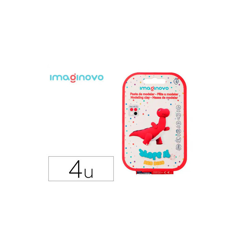 PASTA PARA MODELAR IMAGINOVO DE SECADO AL AIRE SET DE COLORES SURTIDOS CON INSTRUCCIONES DINOSAURIO 