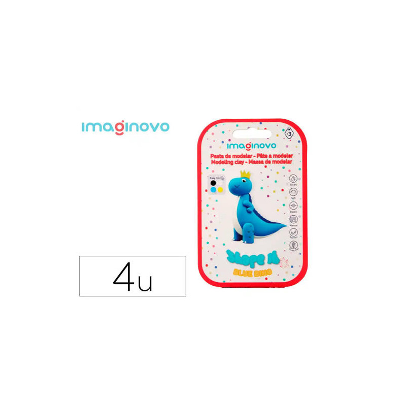 PASTA PARA MODELAR IMAGINOVO DE SECADO AL AIRE SET DE COLORES SURTIDOS CON INSTRUCCIONES DINOSAURIO 