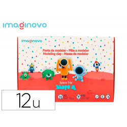 PASTA PARA MODELAR IMAGINOVO DE SECADO AL AIRE SET DE 12 COLORES SHAPE IT SPACE TRIP HERRAMIENTAS E 