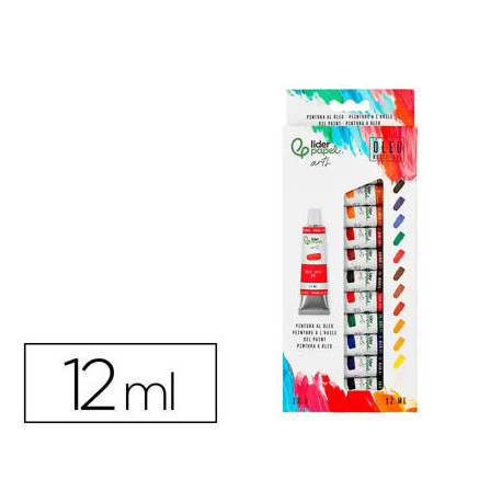 PINTURA AL OLEO LIDERPAPEL CAJA DE 12 TUBOS DE ALUMINIO DE 12 ML COLORES SURTIDOS
