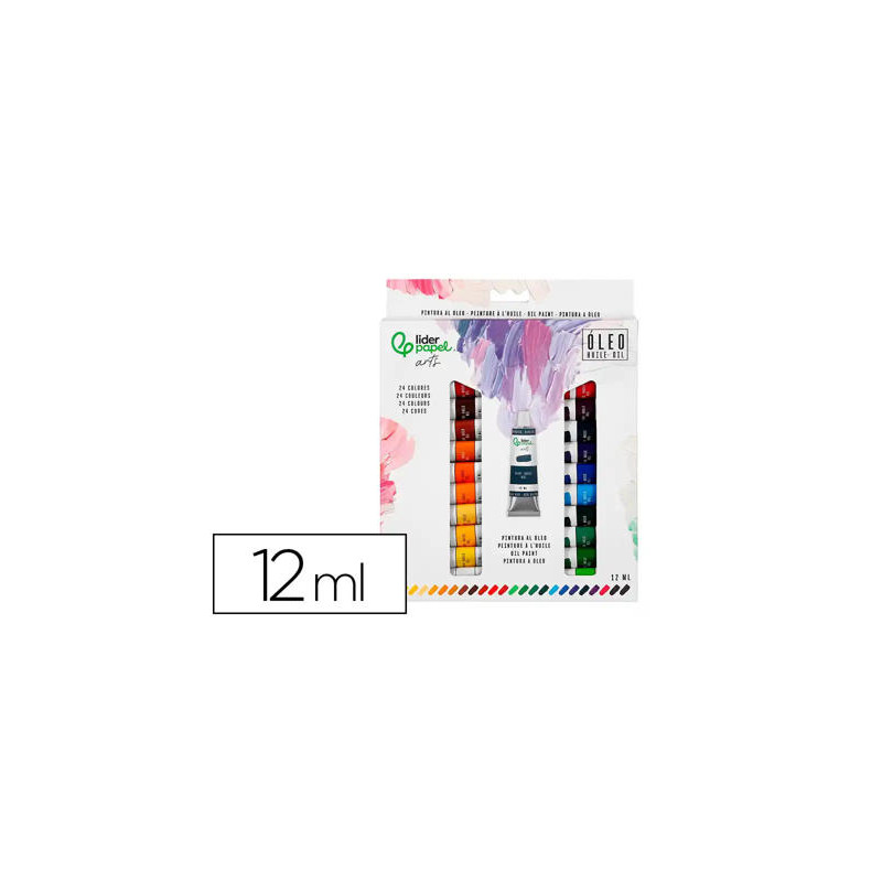 PINTURA AL OLEO LIDERPAPEL CAJA DE 24 TUBOS DE ALUMINIO DE 12 ML COLORES SURTIDOS