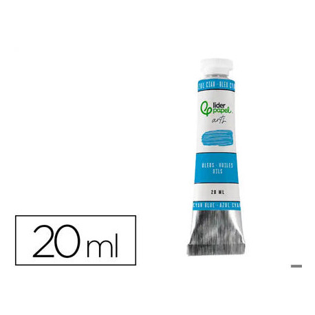PINTURA AL OLEO LIDERPAPEL TUBO DE ALUMINIO DE 20 ML COLOR AZUL CIAN