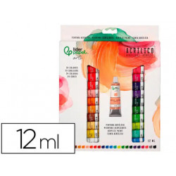 PINTURA ACRILICA LIDERPAPEL CAJA DE 24 TUBOS DE ALUMINIO DE 12 ML COLORES SURTIDOS