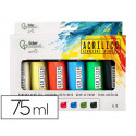 PINTURA ACRILICA LIDERPAPEL CAJA DE 6 TUBOS DE PLASTICO DE 75 ML COLORES BASICOS