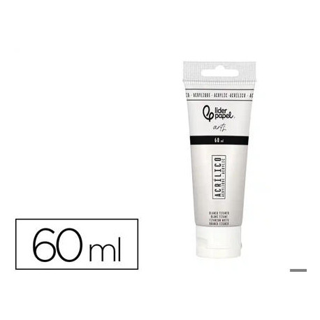 PINTURA ACRILICA LIDERPAPEL TUBO DE PLASTICO DE 60 ML COLOR BLANCO TITANIO