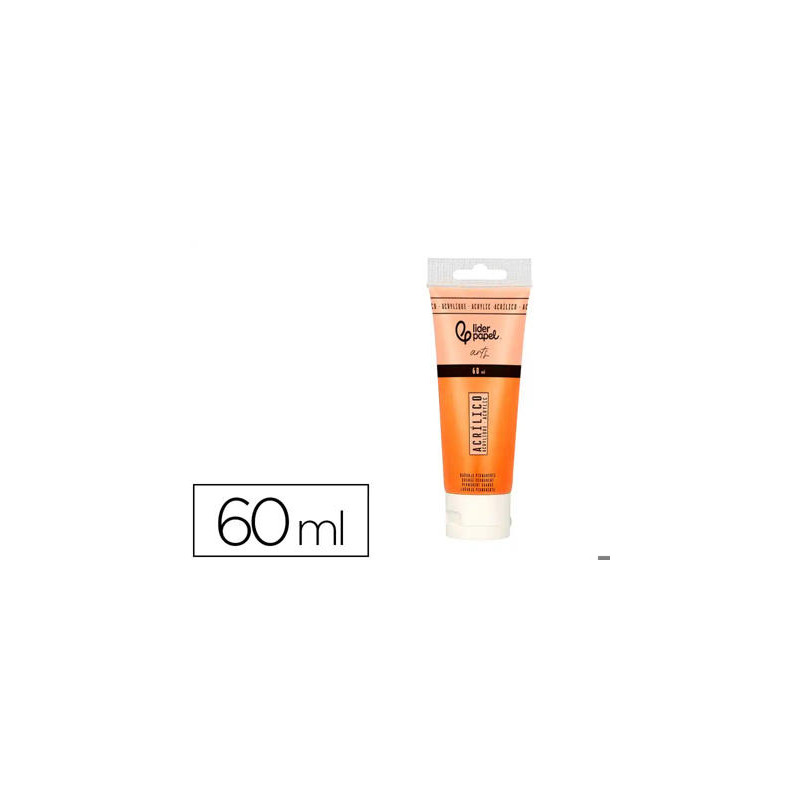 PINTURA ACRILICA LIDERPAPEL TUBO DE PLASTICO DE 60 ML COLOR NARANJA PERMANENTE