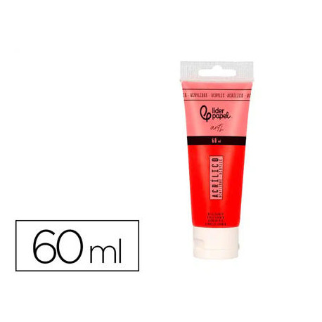 PINTURA ACRILICA LIDERPAPEL TUBO DE PLASTICO DE 60 ML COLOR ROJO CARMIN