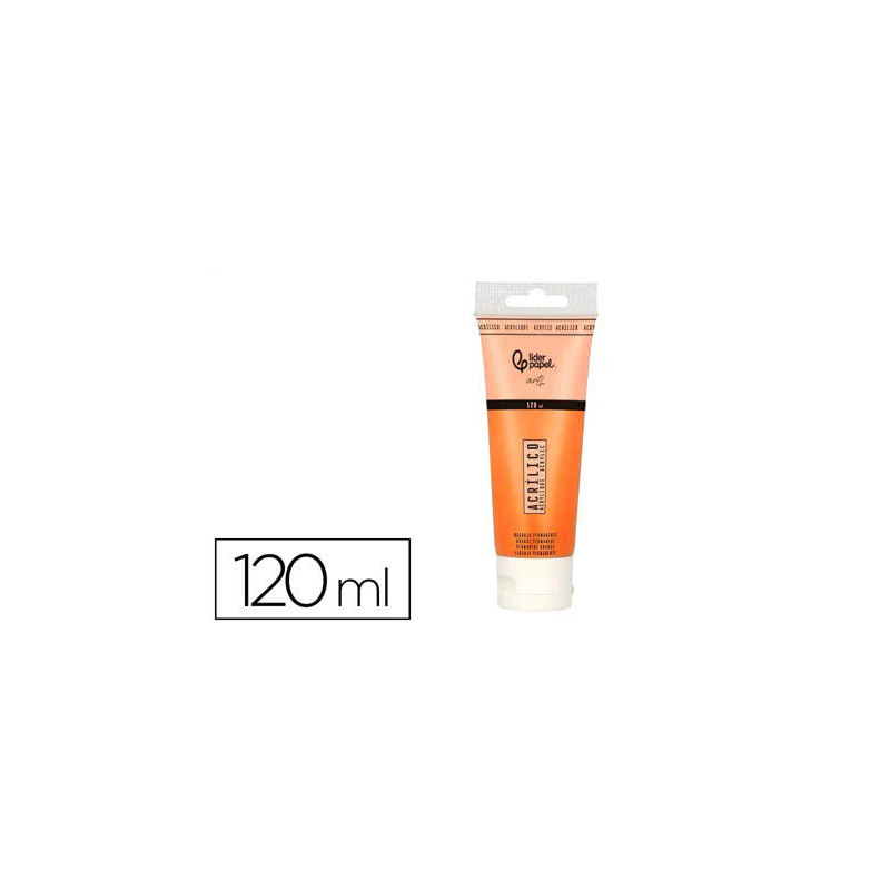 PINTURA ACRILICA LIDERPAPEL TUBO DE PLASTICO DE 120 ML COLOR NARANJA PERMANENTE
