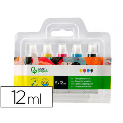 TEMPERA LIDERPAPEL EN TUBO DE ALUMINO DE 12 ML ESTUCHE DE 5 TUBOS COLORES PRIMARIOS