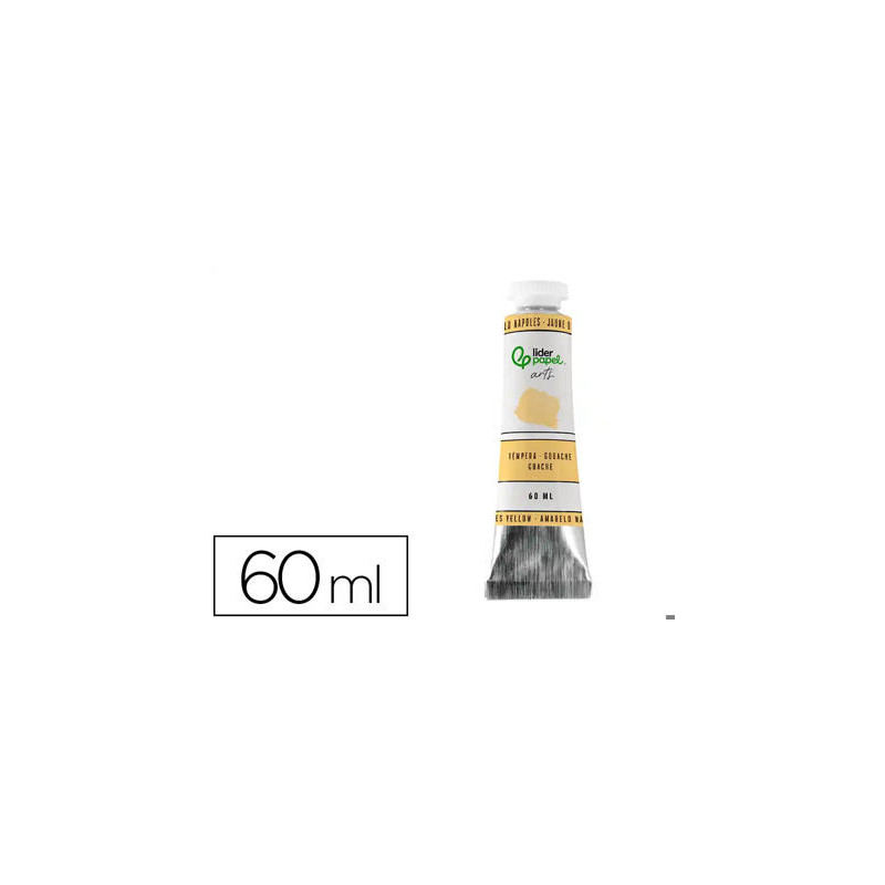 PINTURA GOUACHE/TEMPERA LIDERPAPEL TUBO DE ALUMINIO DE 60 ML COLOR AMARILLO NAPOLES