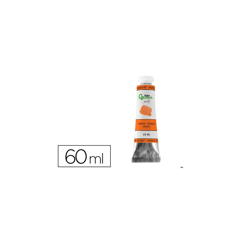 PINTURA GOUACHE/TEMPERA LIDERPAPEL TUBO DE ALUMINIO DE60 ML COLOR NARANJA PERMANENTE