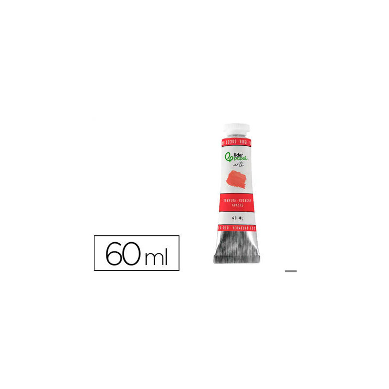 PINTURA GOUACHE/TEMPERA LIDERPAPEL TUBO DE ALUMINIO DE 60 ML COLOR ROJO OSCURO