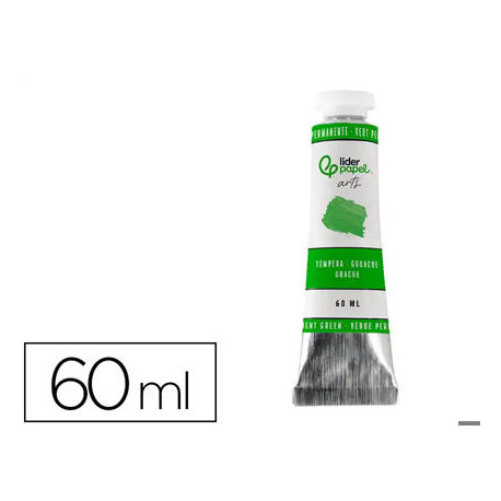 PINTURA GOUACHE/TEMPERA LIDERPAPEL TUBO DE ALUMINIO DE60 ML COLOR VERDE PERMANENTE