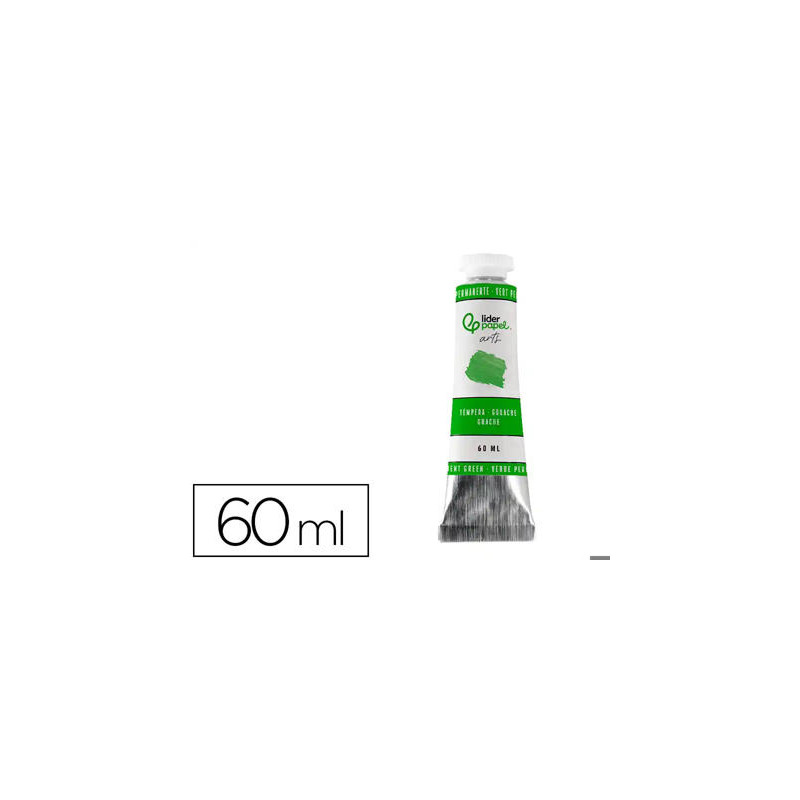 PINTURA GOUACHE/TEMPERA LIDERPAPEL TUBO DE ALUMINIO DE60 ML COLOR VERDE PERMANENTE