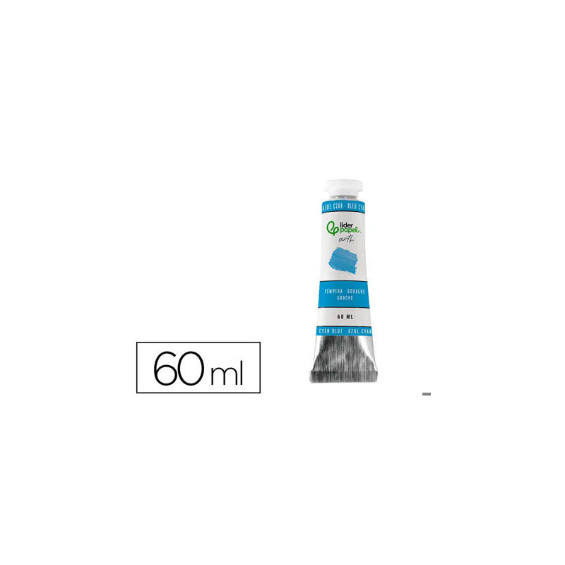 PINTURA GOUACHE/TEMPERA LIDERPAPEL TUBO DE ALUMINIO DE 60 ML COLOR AZUL CIAN